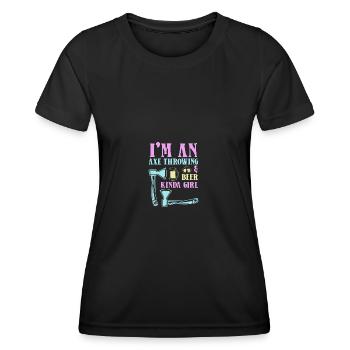 Axe throw axe throwing - Women's Functional T-Shirt - black - Front - AI Model Female 172 light (172cm)