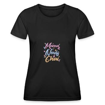Chai Latte Tee trinken Teetrinker - Frauen Funktions-T-Shirt - Schwarz - Vorne - AI Model Female 172 light (172cm)