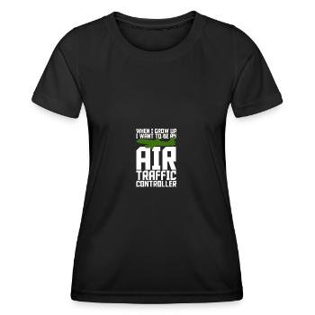 Fluglotse Flughafen Tower - Frauen Funktions-T-Shirt - Schwarz - Vorne - AI Model Female 172 light (172cm)