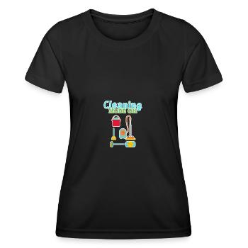Femme de ménage Ménage - T-shirt sport Femme - noir - Devant - AI Model Female 172 light (172cm)