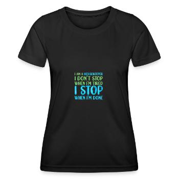 Femme de ménage Ménage - T-shirt sport Femme - noir - Devant - AI Model Female 172 light (172cm)