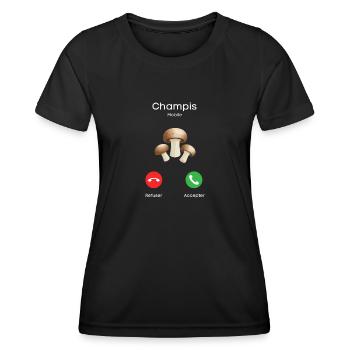 appel des champignons - T-shirt sport Femme - noir - Devant - AI Model Female 172 light (172cm)
