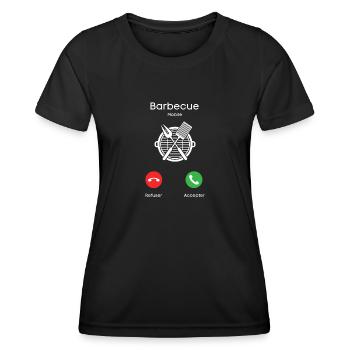 appel du barbecue - T-shirt sport Femme - noir - Devant - AI Model Female 172 light (172cm)
