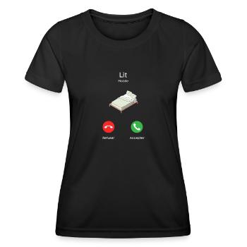 appel du lit - T-shirt sport Femme - noir - Devant - AI Model Female 172 light (172cm)