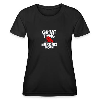 C’est génial que les barbiers travaillent - T-shirt sport Femme - noir - Devant - AI Model Female 172 light (172cm)