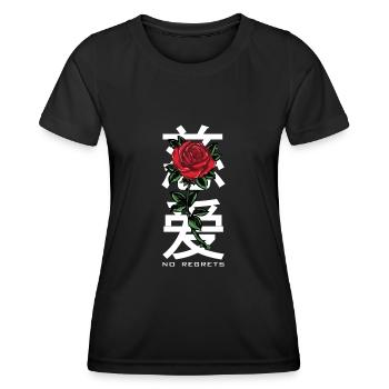 No Regrets Roses Japon - T-shirt sport Femme - noir - Devant - AI Model Female 172 light (172cm)