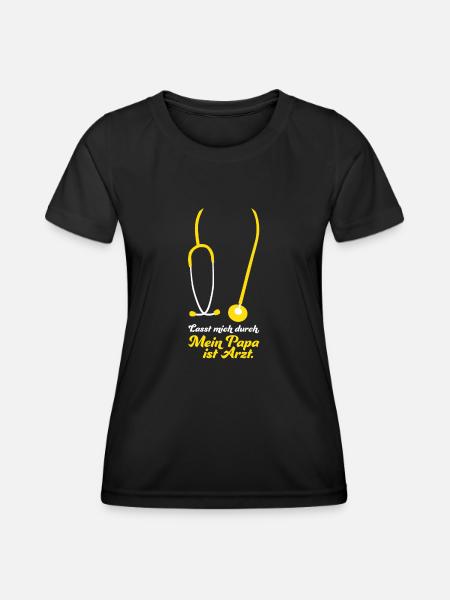Papa ist Arzt Stethoskop - Frauen Funktions-T-Shirt - Schwarz