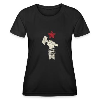 Working class Spoutnik Gagarine Russie Astronaute - T-shirt sport Femme - noir - Devant - AI Model Female 172 light (172cm)