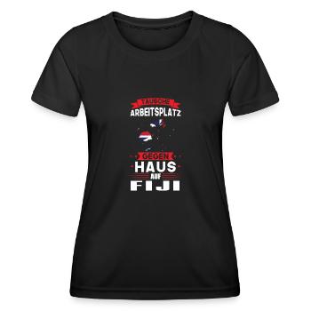 Fiji Flagge Fidschianisch Geschenk - Frauen Funktions-T-Shirt - Schwarz - Vorne - AI Model Female 172 light (172cm)