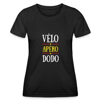 vélo apéro dodo - T-shirt sport Femme - noir - Devant - AI Model Female 172 light (172cm)