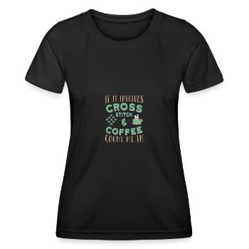 Cross Stitch Cross Stitch Embroidery - Women's Functional T-Shirt - black - Front - AI Model Female 172 light (172cm)
