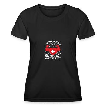 Heart attack survivor - Women's Functional T-Shirt - black - Front - AI Model Female 172 light (172cm)