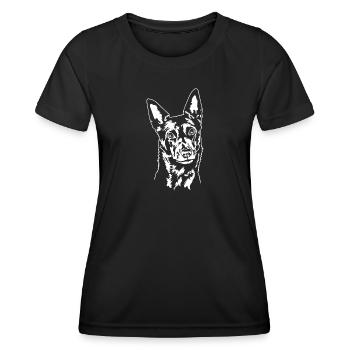 Australian Kelpie Portrait Hunde Hund Wilsigns - Frauen Funktions-T-Shirt - Schwarz - Vorne - AI Model Female 172 light (172cm)
