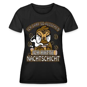 Ich hatte Nachtschicht Kaffee müde Faultier - Frauen Funktions-T-Shirt - Schwarz - Vorne - AI Model Female 172 light (172cm)