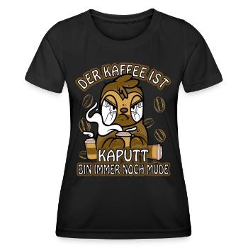 Der Kaffee ist kaputt müde Faultier - Frauen Funktions-T-Shirt - Schwarz - Vorne - AI Model Female 172 light (172cm)