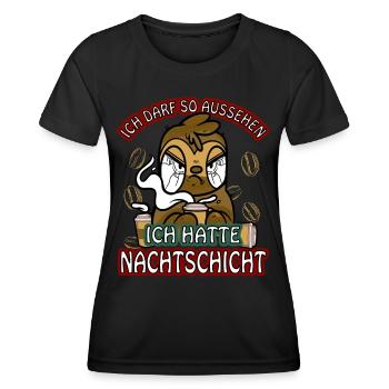 Ich hatte Nachtschicht Kaffee müde Faultier - Frauen Funktions-T-Shirt - Schwarz - Vorne - AI Model Female 172 light (172cm)