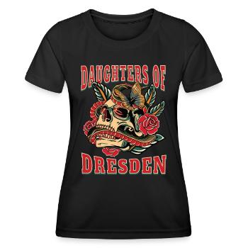 Dresden Power-Frau daughters of Dresden Blumen - Frauen Funktions-T-Shirt - Schwarz - Vorne - AI Model Female 172 light (172cm)