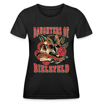 Bielefeld Power-Frau daughters of Bielefeld Retro - Frauen Funktions-T-Shirt - Schwarz - Vorne - AI Model Female 172 light (172cm)