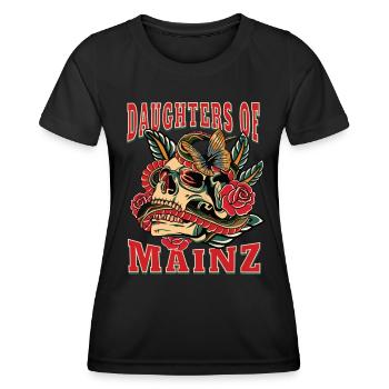 Mainz Power-Frau daughters of Mainz Retro - Frauen Funktions-T-Shirt - Schwarz - Vorne - AI Model Female 172 light (172cm)