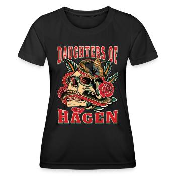 Hagen Power-Frau daughters of Hagen Retro - Frauen Funktions-T-Shirt - Schwarz - Vorne - AI Model Female 172 light (172cm)