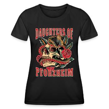 Pforzheim Power-Frau daughters of Pforzheim Retro - Frauen Funktions-T-Shirt - Schwarz - Vorne - AI Model Female 172 light (172cm)