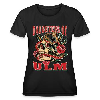 Ulm Power-Frau daughters of Ulm Retro - Frauen Funktions-T-Shirt - Schwarz - Vorne - AI Model Female 172 light (172cm)