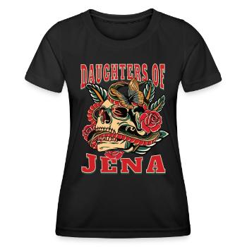 Jena Power-Frau daughters of Jena Retro Blumen - Frauen Funktions-T-Shirt - Schwarz - Vorne - AI Model Female 172 light (172cm)