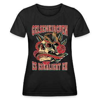Gelsenkirchen Frau es eskaliert eh Gelsenkirchen - Frauen Funktions-T-Shirt - Schwarz - Vorne - AI Model Female 172 light (172cm)