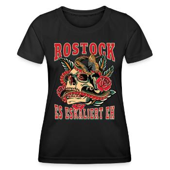 Rostock Frau Geschenk es eskaliert eh Frauen - Frauen Funktions-T-Shirt - Schwarz - Vorne - AI Model Female 172 light (172cm)