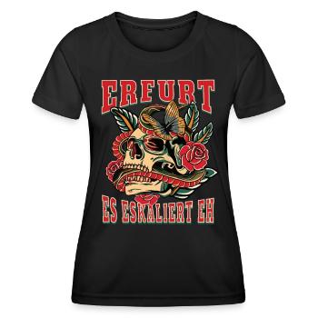 Erfurt Frau Geschenk es eskaliert eh Erfurt Frauen - Frauen Funktions-T-Shirt - Schwarz - Vorne - AI Model Female 172 light (172cm)