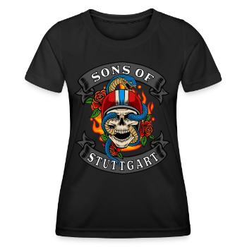 Stuttgart Biker Geschenk sons of Stuttgart - Frauen Funktions-T-Shirt - Schwarz - Vorne - AI Model Female 172 light (172cm)
