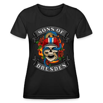 Dresden Biker Gift fils de Dresde - T-shirt sport Femme - noir - Devant - AI Model Female 172 light (172cm)