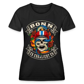 Bonn biker gift it escalates anyway Bonn - Women's Functional T-Shirt - black - Front - AI Model Female 172 light (172cm)