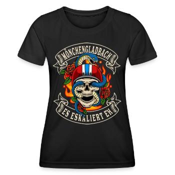 Cadeau de motard ça escalate de toute façon Mönchengladbach - T-shirt sport Femme - noir - Devant - AI Model Female 172 light (172cm)