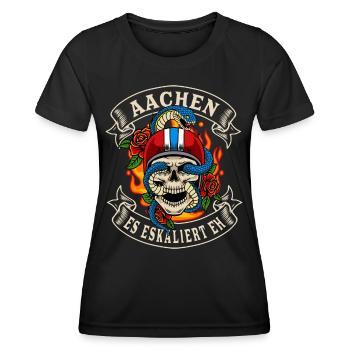 Le cadeau de motard d’Aix-la-Chapelle s’intensifie de toute façon Aix-la-Chapelle - T-shirt sport Femme - noir - Devant - AI Model Female 172 light (172cm)