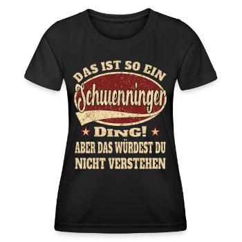 Schwenningen retro design - Frauen Funktions-T-Shirt - Schwarz - Vorne - AI Model Female 172 light (172cm)