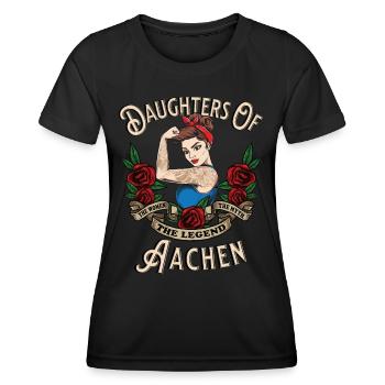 Aix-la-Chapelle Frau Geschenk filles d’Aix-la-Chapelle Frauen - T-shirt sport Femme - noir - Devant - AI Model Female 172 light (172cm)