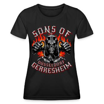 Sons of Gerresheim Skull biker - Women's Functional T-Shirt - black - Front - AI Model Female 172 light (172cm)