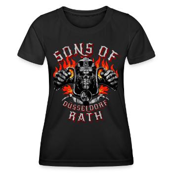Sons of Rath Düsseldorf biker - Frauen Funktions-T-Shirt - Schwarz - Vorne - AI Model Female 172 light (172cm)