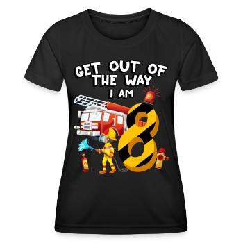 Feuerwehrauto Brandbekämpfung Ich Bin 8 Jahre - Frauen Funktions-T-Shirt - Schwarz - Vorne - AI Model Female 172 light (172cm)