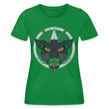 Dämonische Gehörnte Katze, Gruseliges - Frauen Funktions-T-Shirt - Kelly Green - Vorne - AI Model Female 172 dark (172cm)