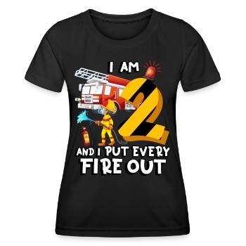 Feuerwehrauto Brandbekämpfung Ich Bin 2 Jahre - Frauen Funktions-T-Shirt - Schwarz - Vorne - AI Model Female 172 light (172cm)