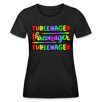 Threenager Kid 3. Geburtstag Regenbogen Spektrum - Frauen Funktions-T-Shirt - Schwarz - Vorne - AI Model Female 172 light (172cm)