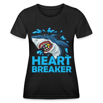 Heartbreaker Shark Anti-Saint-Valentin Célébration en solo - T-shirt sport Femme - noir - Devant - AI Model Female 172 light (172cm)