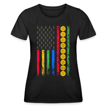 American sports flag - Women's Functional T-Shirt - black - Front - AI Model Female 172 light (172cm)