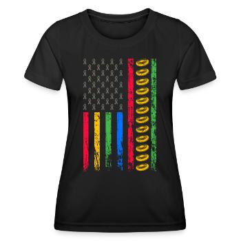 Drapeau sportif américain - T-shirt sport Femme - noir - Devant - AI Model Female 172 light (172cm)