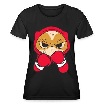 Cat Boxer Martial Athlète Sparring Sports de combat - T-shirt sport Femme - noir - Devant - AI Model Female 172 light (172cm)