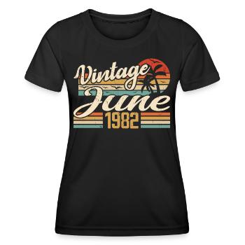 Juin 1982 anniversaire 1982 Retro 1982 Juin 1982 - T-shirt sport Femme - noir - Devant - AI Model Female 172 light (172cm)