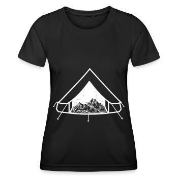 Berg - Campingzelt - (8) - Frauen Funktions-T-Shirt - Schwarz - Vorne - AI Model Female 172 light (172cm)