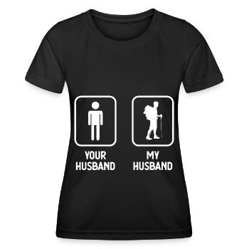 Dein Ehemann Mein Ehemann - Wandern - - Frauen Funktions-T-Shirt - Schwarz - Vorne - AI Model Female 172 light (172cm)